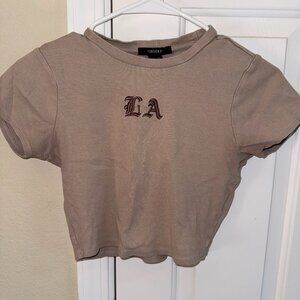 F21 Tan LA Baby Tee